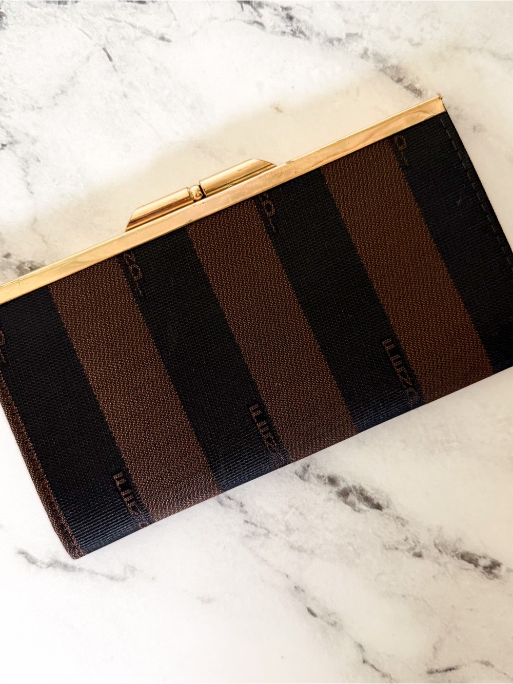 Vintage Small Fendi Pequin Striped Snap Top Coin Wallet - Picture 3 of 7